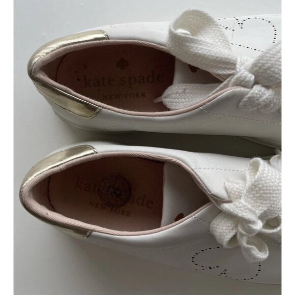 KATE SPADE Angelise White Gold Leather Lace Up Low Top Sneakers Size 8B - Picture 16 of 16